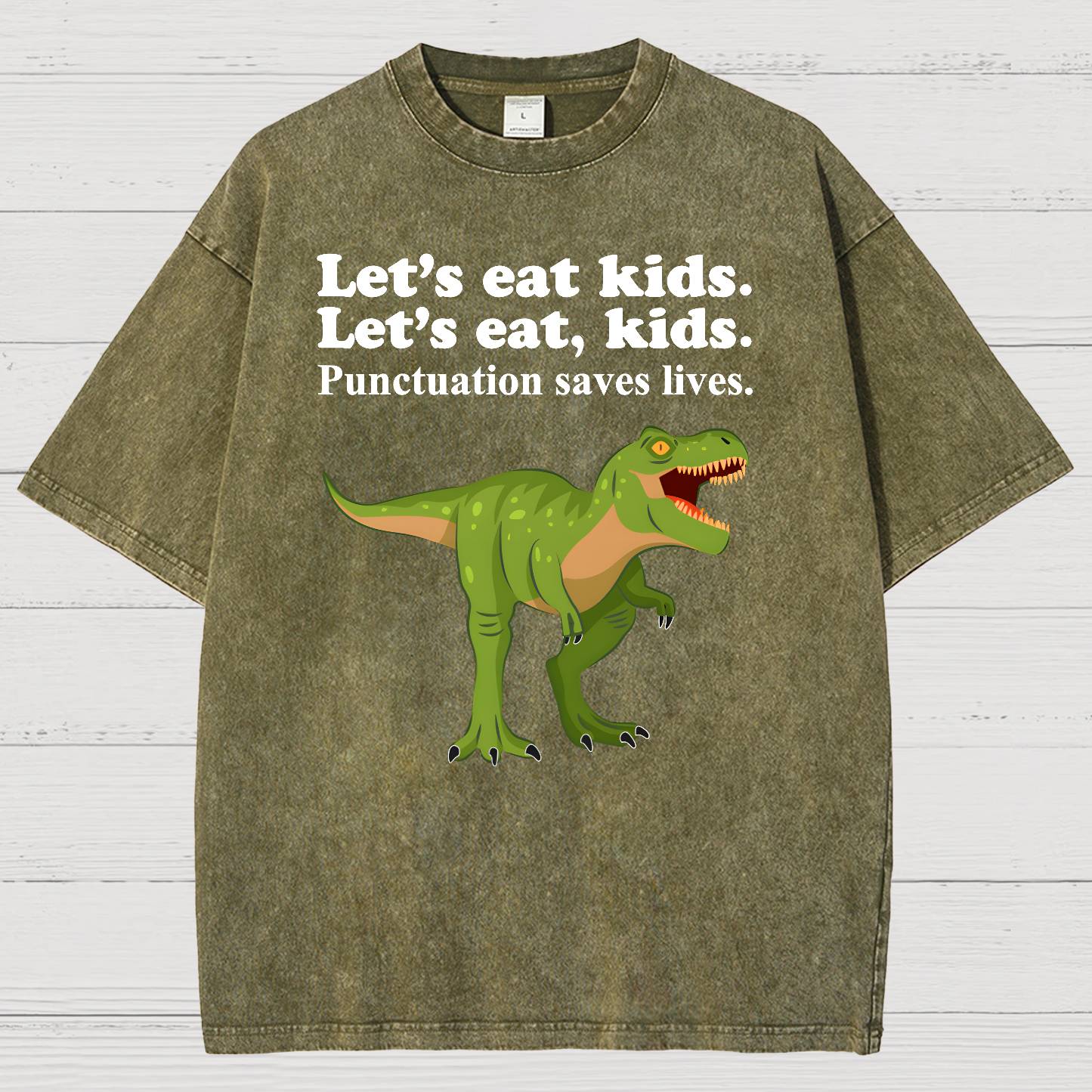 Let's Eat Kids! Punctuation Saves Lives Vintage Distressed T-shirt