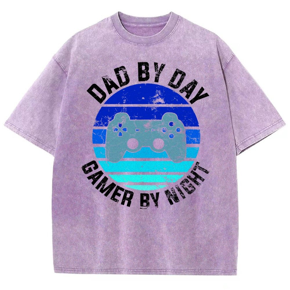 Dad By Day Gamer By Night Vintage Retro Vintage Distressed T-shirt