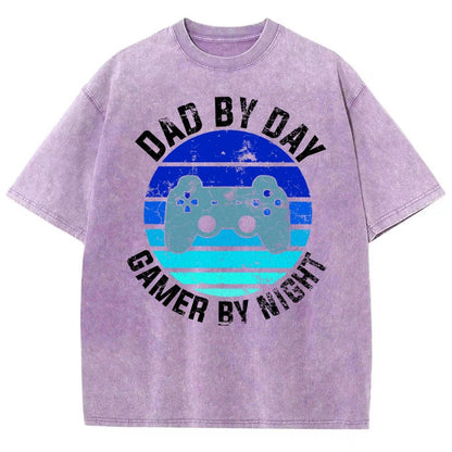 Dad By Day Gamer By Night Vintage Retro Vintage Distressed T-shirt