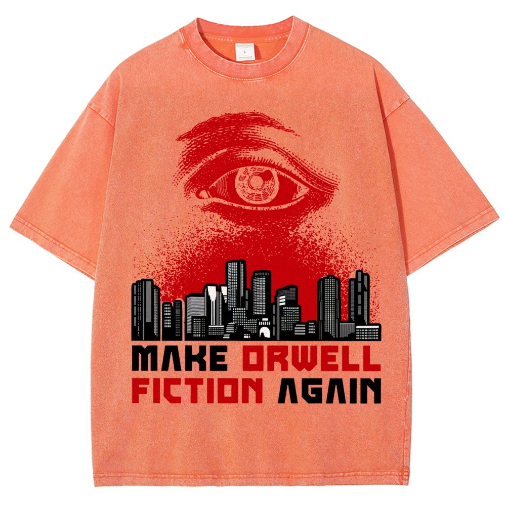 Damen Make Orwell Fiction Again Vintage Distressed T-shirt