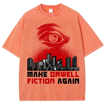 Damen Make Orwell Fiction Again Vintage Distressed T-shirt