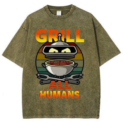 Grill All Humans Vintage Distressed T-shirt
