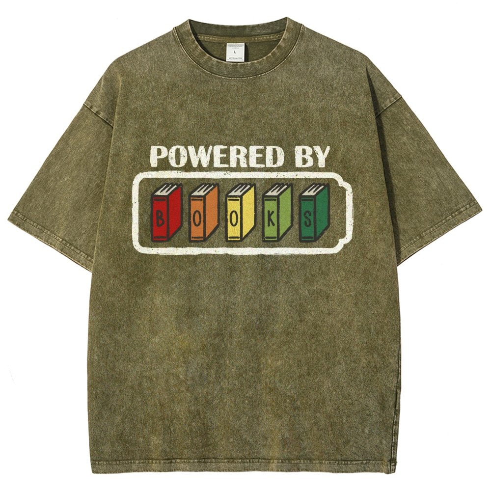 Powered by Books Vintage Distressed T-shirt