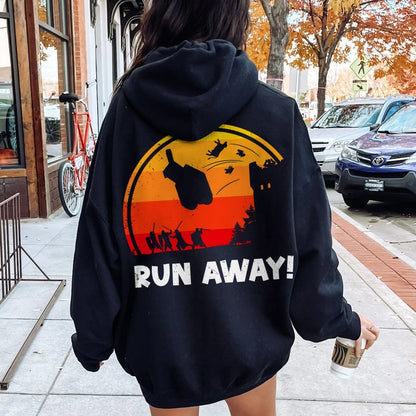 Run Away Printed Back Unisex Cotton Hoodie