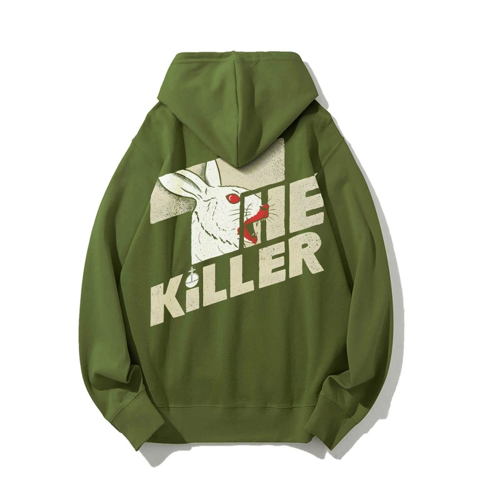 Mysterious Rabbit Printed Back Unisex Cotton Hoodie