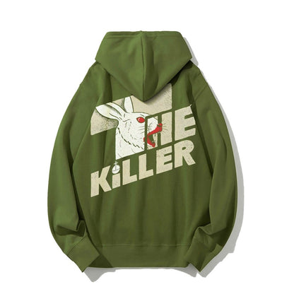 Mysterious Rabbit Printed Back Unisex Cotton Hoodie