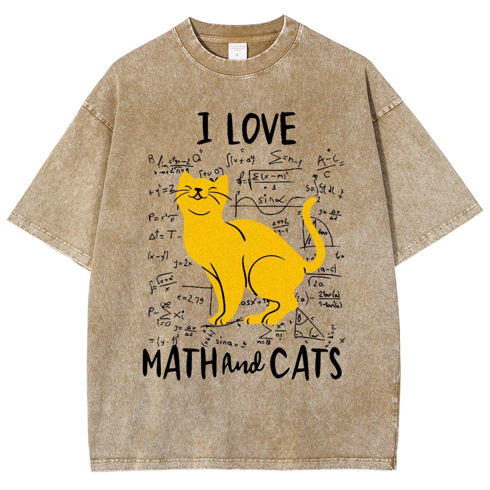 I Love Math And Cats Vintage Distressed T-shirt