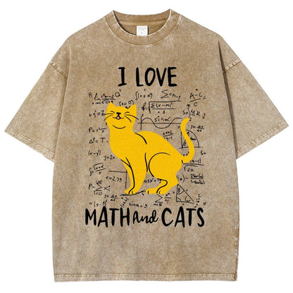 I Love Math And Cats Vintage Distressed T-shirt
