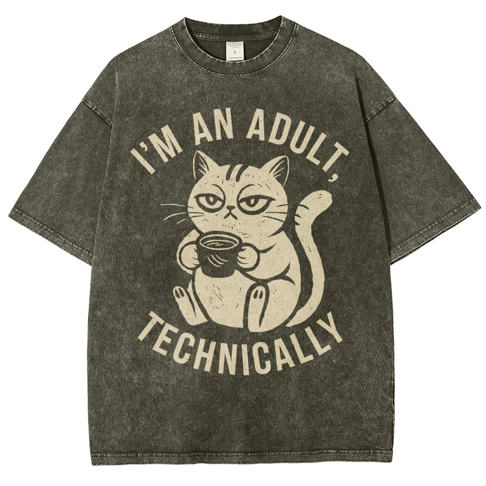 I'm an adult technically Vintage Distressed T-shirt