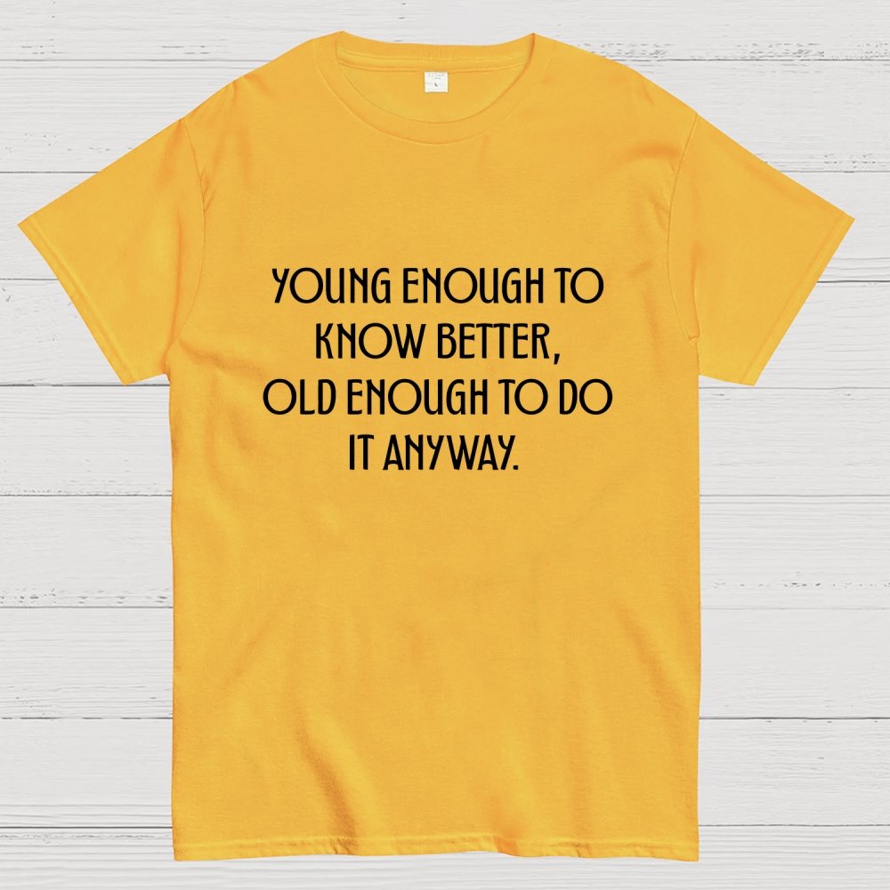 Young Enough To Know Better Old Enough To Do It Anyway Geek T-Shirt