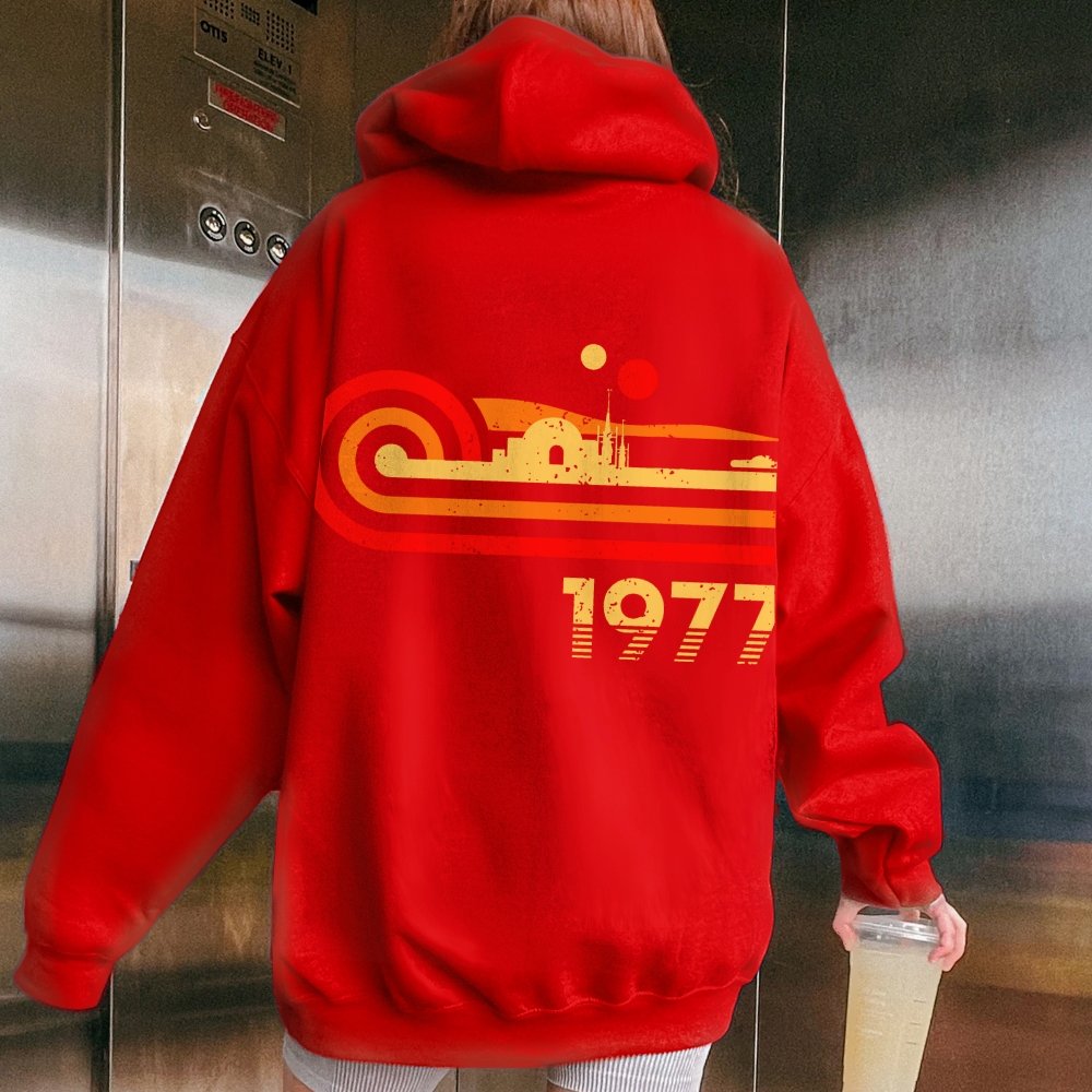Retro Vintage Desert Planet Printed Back Unisex Cotton Hoodie