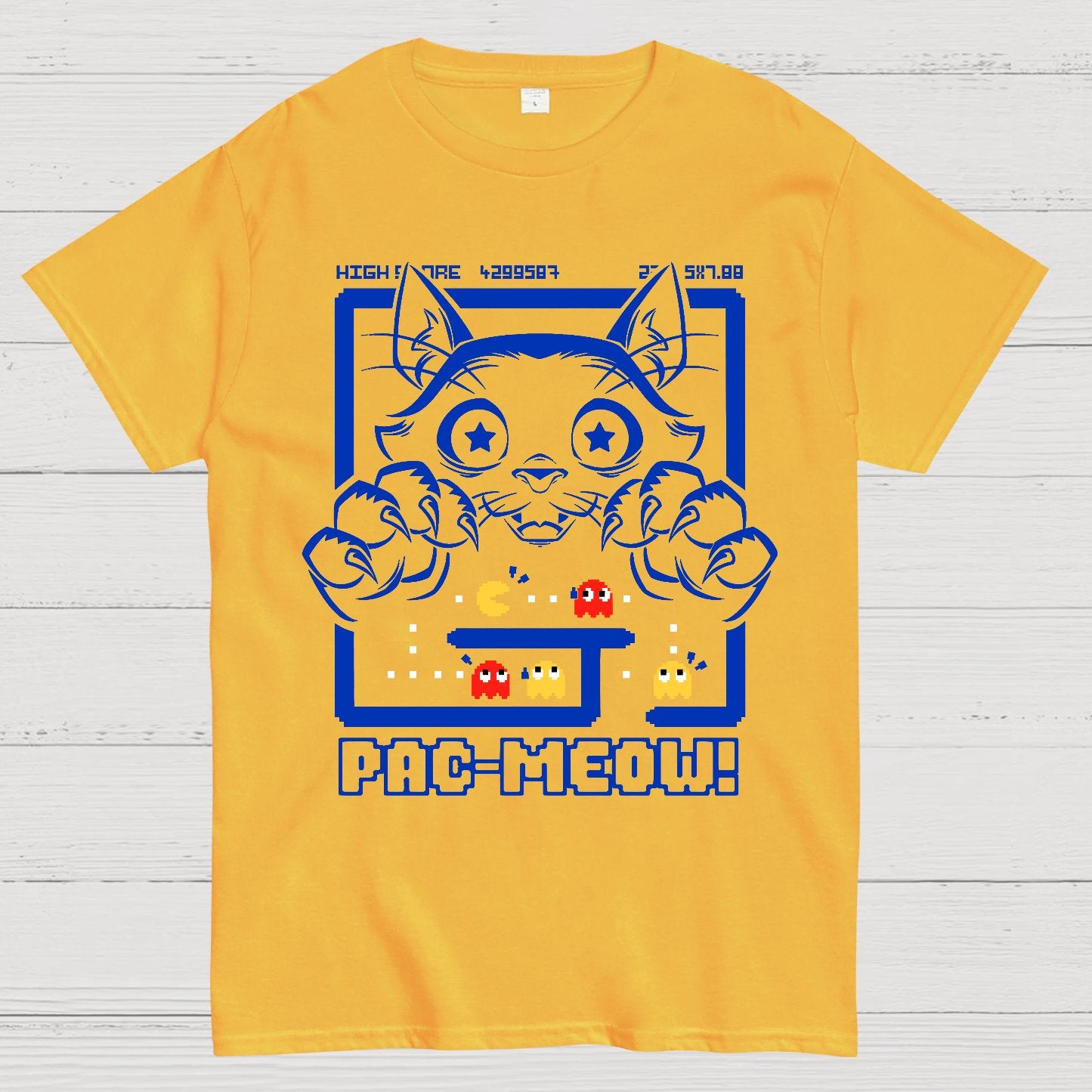 Vintage Game Cat Attack Pac Meow Geek T-Shirt