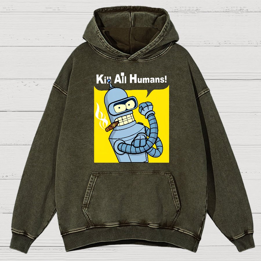 We Can Kill All Humans Vintage Distressed Hoodie