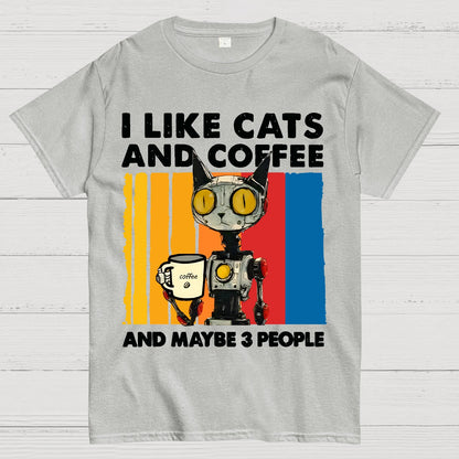 I Like Robot Cats And Coffee Geek T-Shirt