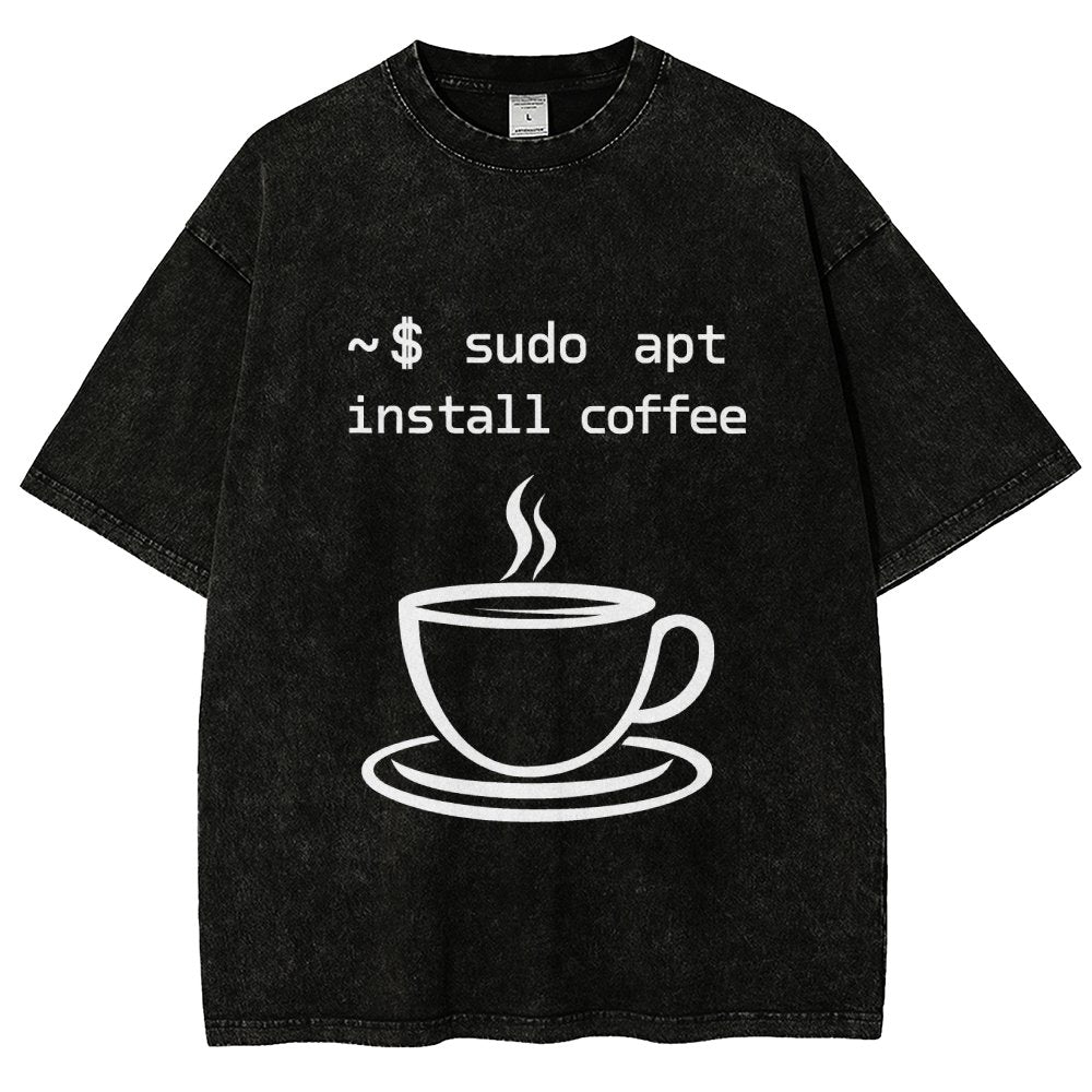 Sudo Apt-Get Install Coffee Vintage Distressed T-shirt