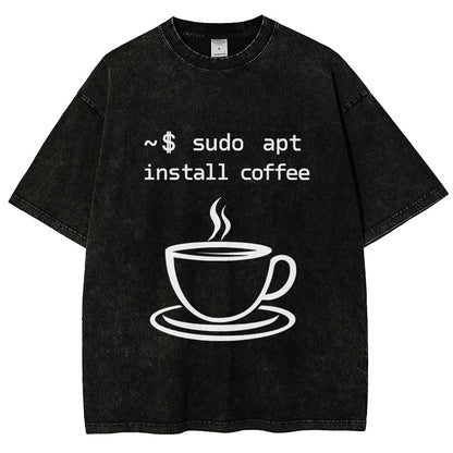 Sudo Apt-Get Install Coffee Vintage Distressed T-shirt
