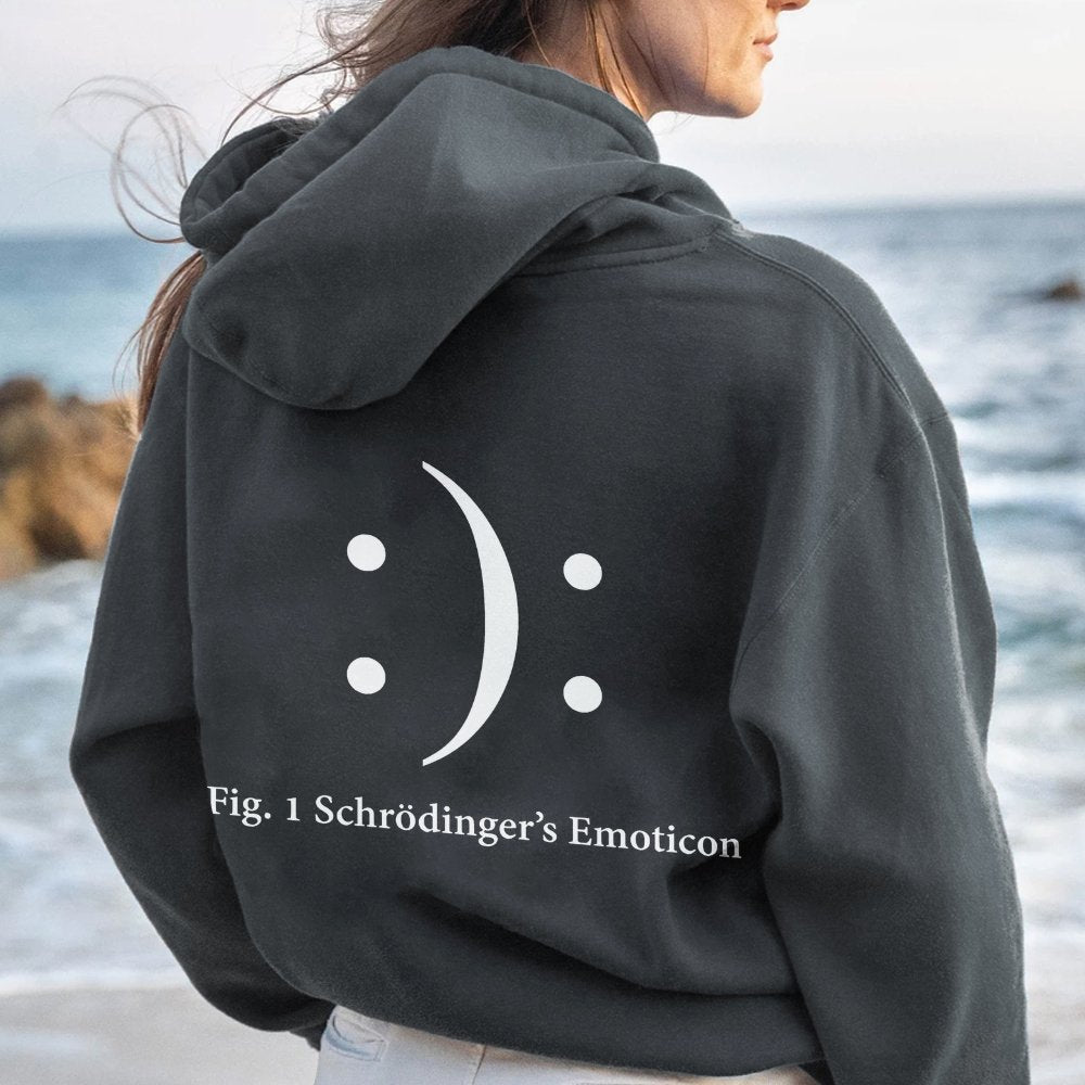 Schrodinger's Emoticon Printed Back Unisex Cotton Hoodie
