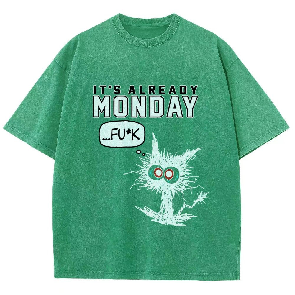 Monday Funny Cat Vintage Distressed T-shirt