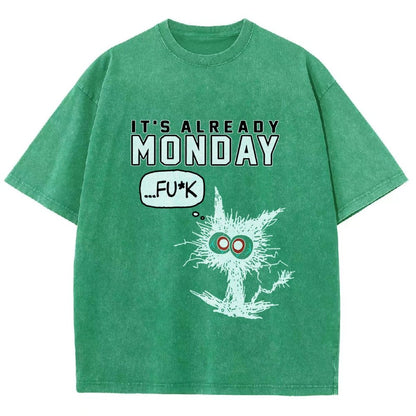 Monday Funny Cat Vintage Distressed T-shirt