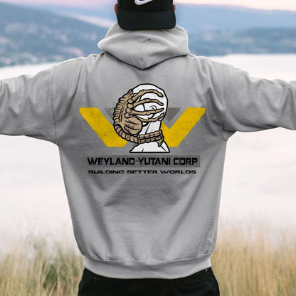 Mysterious Creatures Building Better Worlds Printed Back Unisex Cotton Hoodie