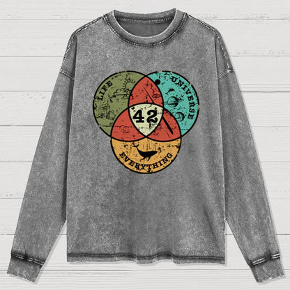 Life, the Universe & Everything Nerdy Graphic Washed Long Sleeve Tee