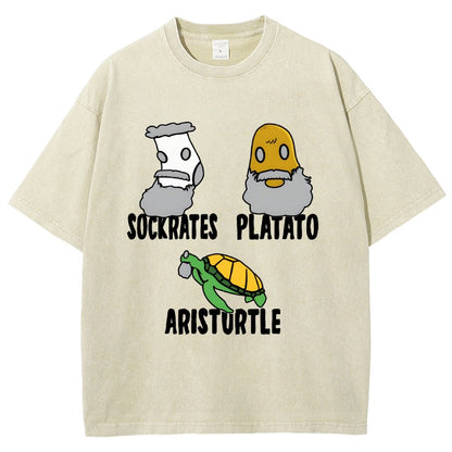 Sockrates Platato Aristurtle Vintage Distressed T-shirt