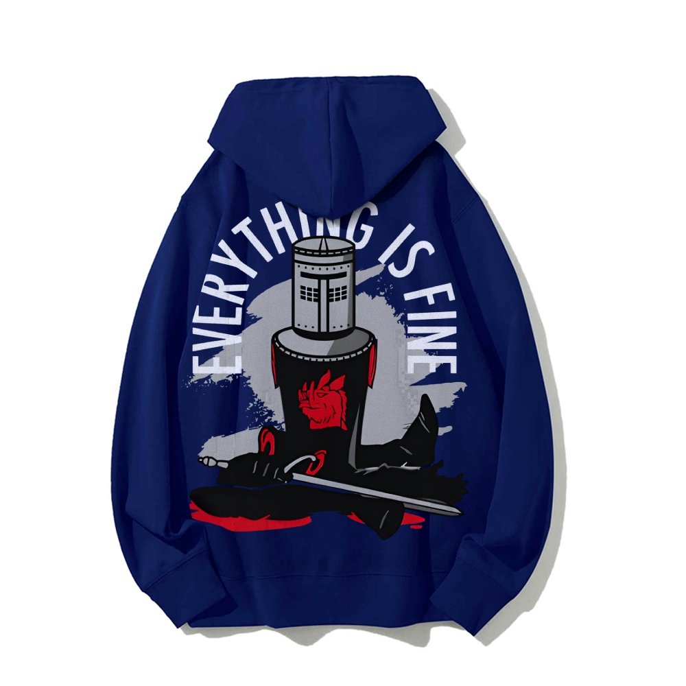 Everything Is Fine Printed Back Cotton Hoodie