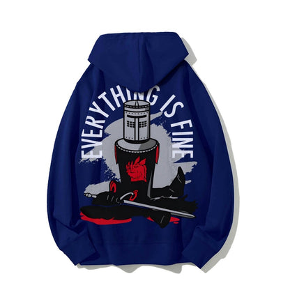 Everything Is Fine Printed Back Cotton Hoodie