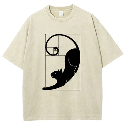 Fibonacci Cat Golden Ratio Vintage Distressed T-shirt