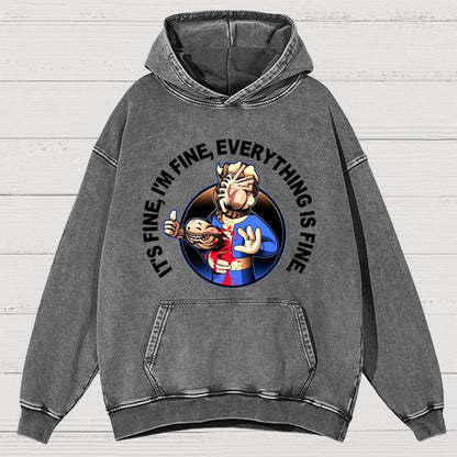 I'M Fine Everything Is Fine Vintage Distressed Hoodie