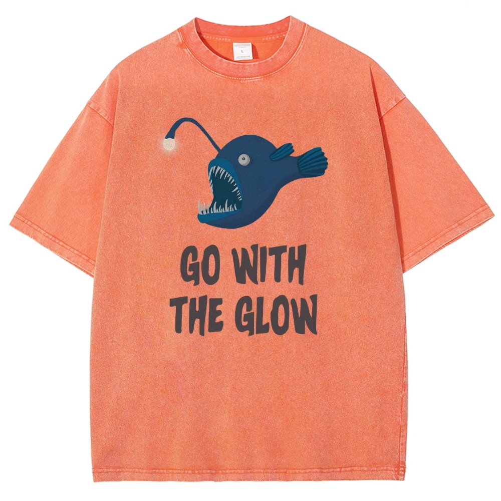 Go With The Glow Anglerfish Pun Vintage Distressed T-shirt