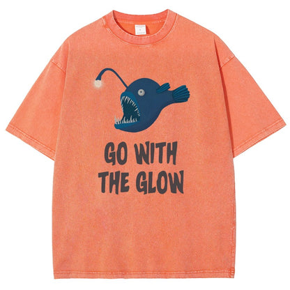 Go With The Glow Anglerfish Pun Vintage Distressed T-shirt