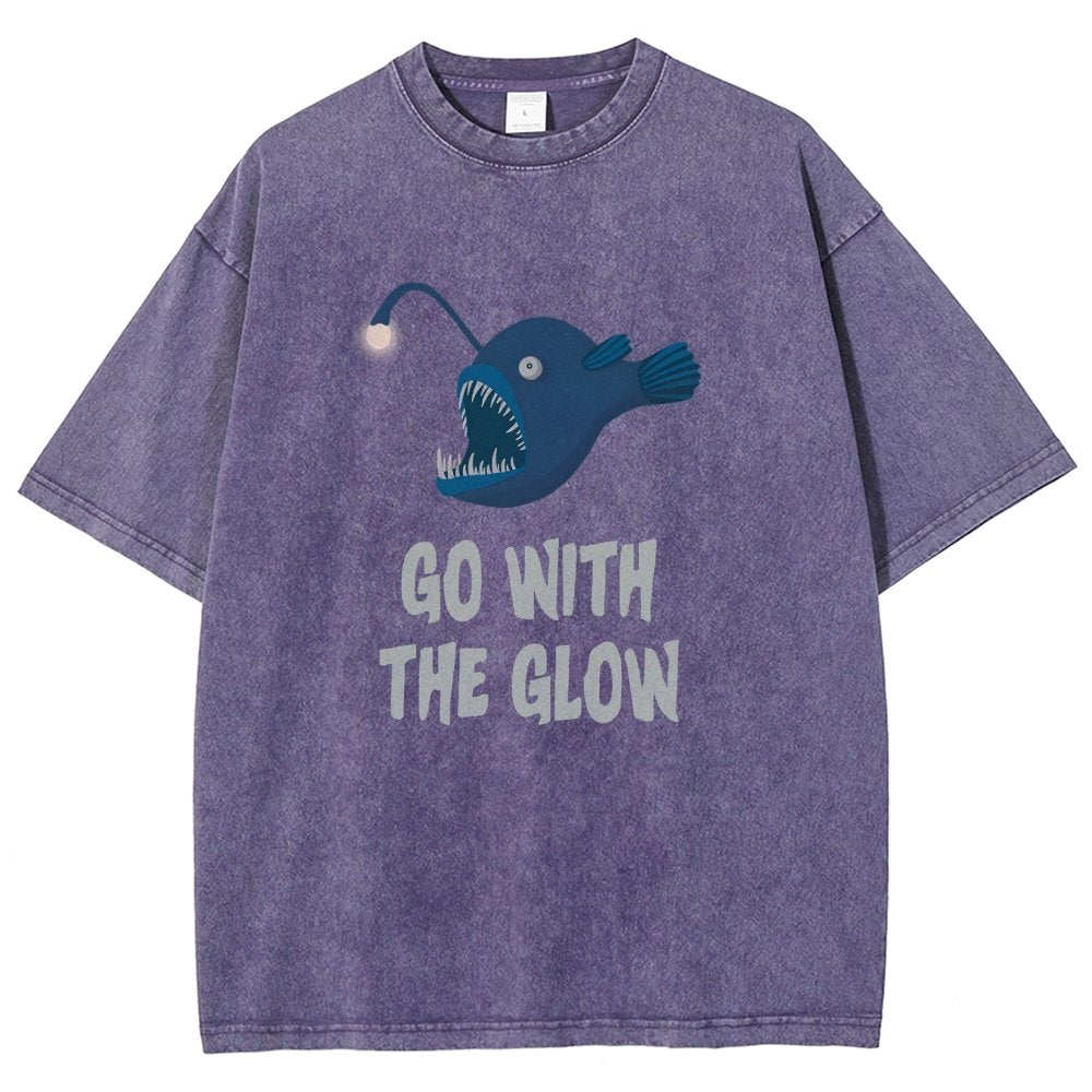 Go With The Glow Anglerfish Pun Vintage Distressed T-shirt
