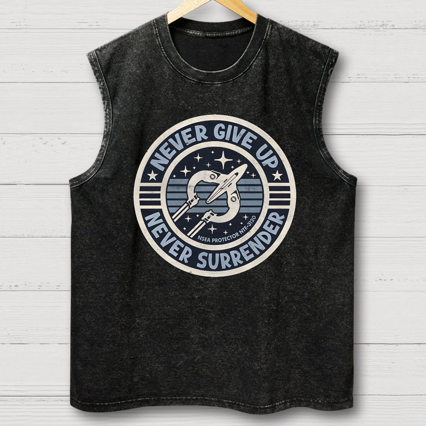 Never Give Up Never Surrender! Vintage Distressed Washed Tank