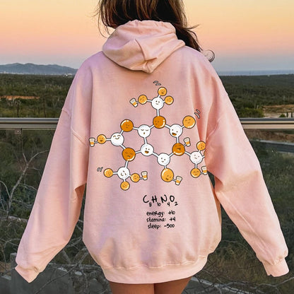 Caffeine Power Up Printed Back Unisex Cotton Hoodie