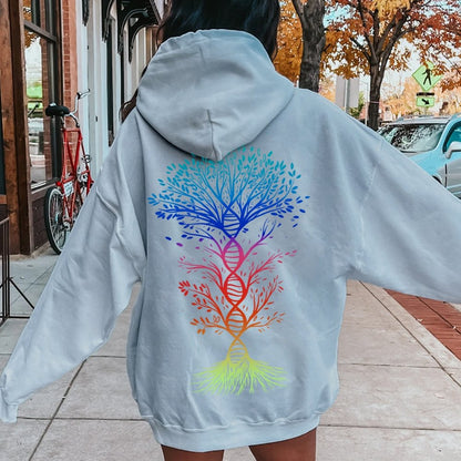 DNA Tree Of Life Science Printed Back Unisex Cotton Hoodie