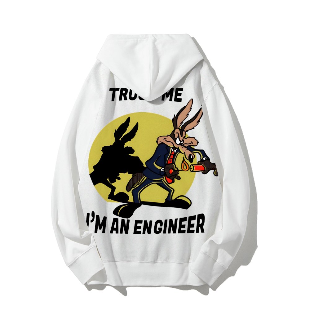 Trust Me I'm An Engineer Printed Back Cotton Hoodie