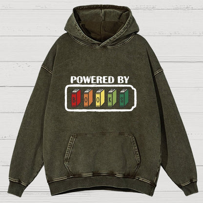 Powered by Books Vintage Distressed Hoodie