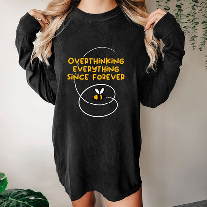 Overthinker Bee Washed Long Sleeve Tee