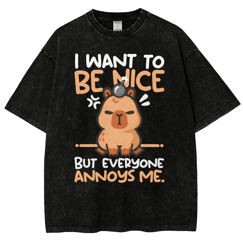 Capy Wants To Be Nice Vintage Distressed T-shirt