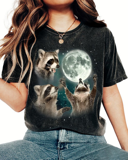 Three Raccoons Moon Vintage Distressed T-shirt
