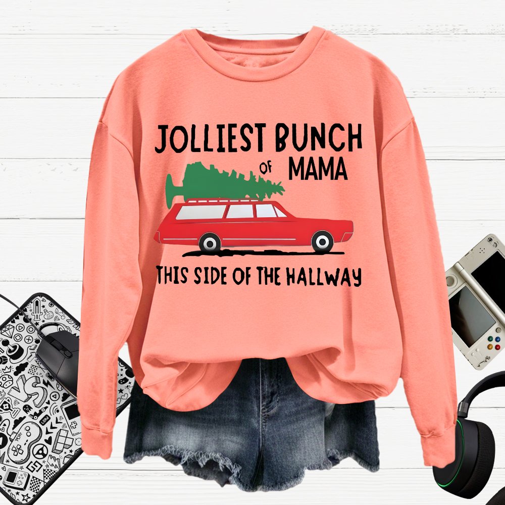 Jolliest Bunch Of MaMa Christmas Cotton Pullover Sweatshirt