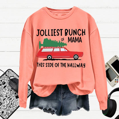 Jolliest Bunch Of MaMa Christmas Cotton Pullover Sweatshirt