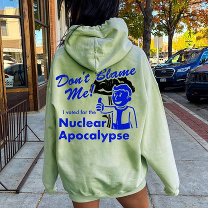 I Voted for the Apocalypse Printed Back Unisex Cotton Hoodie