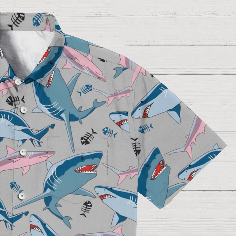 Shark Art Printed Geek Hawaiian Shirt