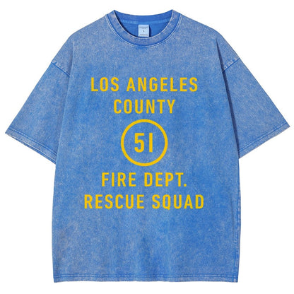 Emergency - Los Angeles County Fire Dept. Squad 51 Vintage Distressed T-shirt