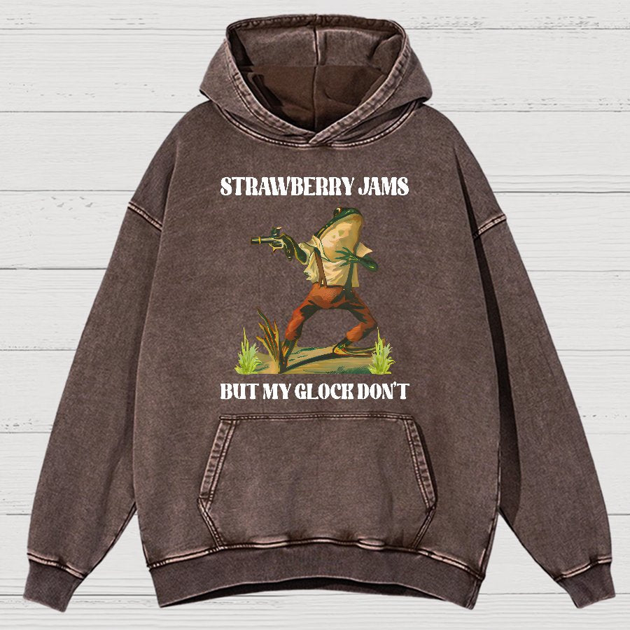 Strawberry Jams But My Glock Don't Vintage Distressed Hoodie