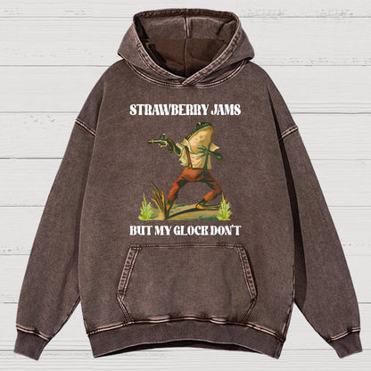 Strawberry Jams But My Glock Don't Vintage Distressed Hoodie