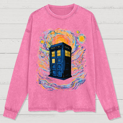 Starry Sky Phone Booth Washed Long Sleeve Tee