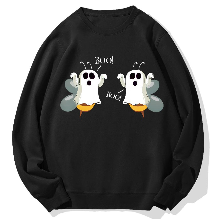 Ghost Bees Saying Boo Funny Halloween Geek Cotton Sweatshirt